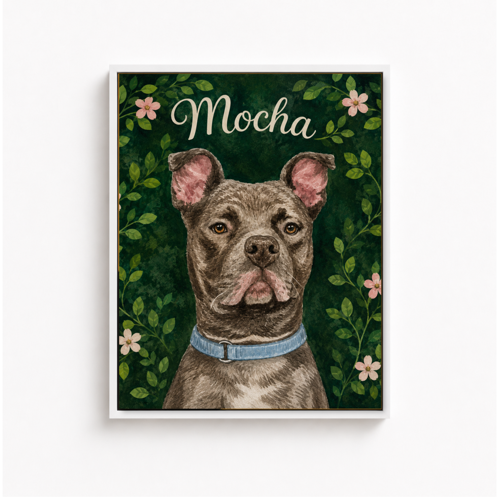 Custom Botanical Pet Portrait Canvas Aura Canvas