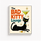 Bad Kitty Lounge Black Cat Canvas Wall Art Aura Canvas