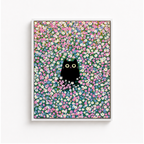 Black Cat Flower Field Canvas Wall Art Aura Canvas