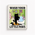 Wash Your Little Paws Cat Canvas Wall Art Aura Canvas