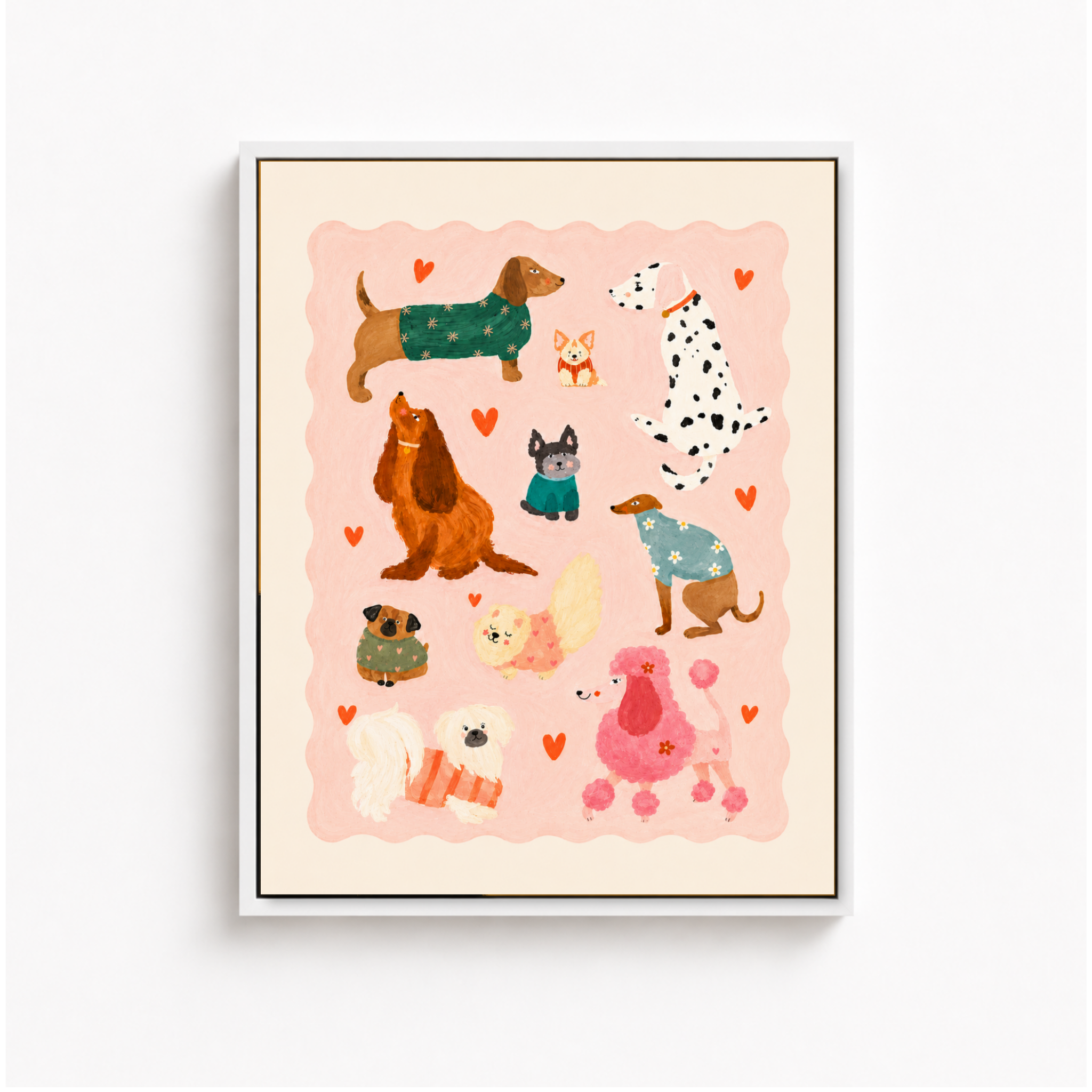 Cute Dog Pattern Canvas Wall Art Aura Canvas