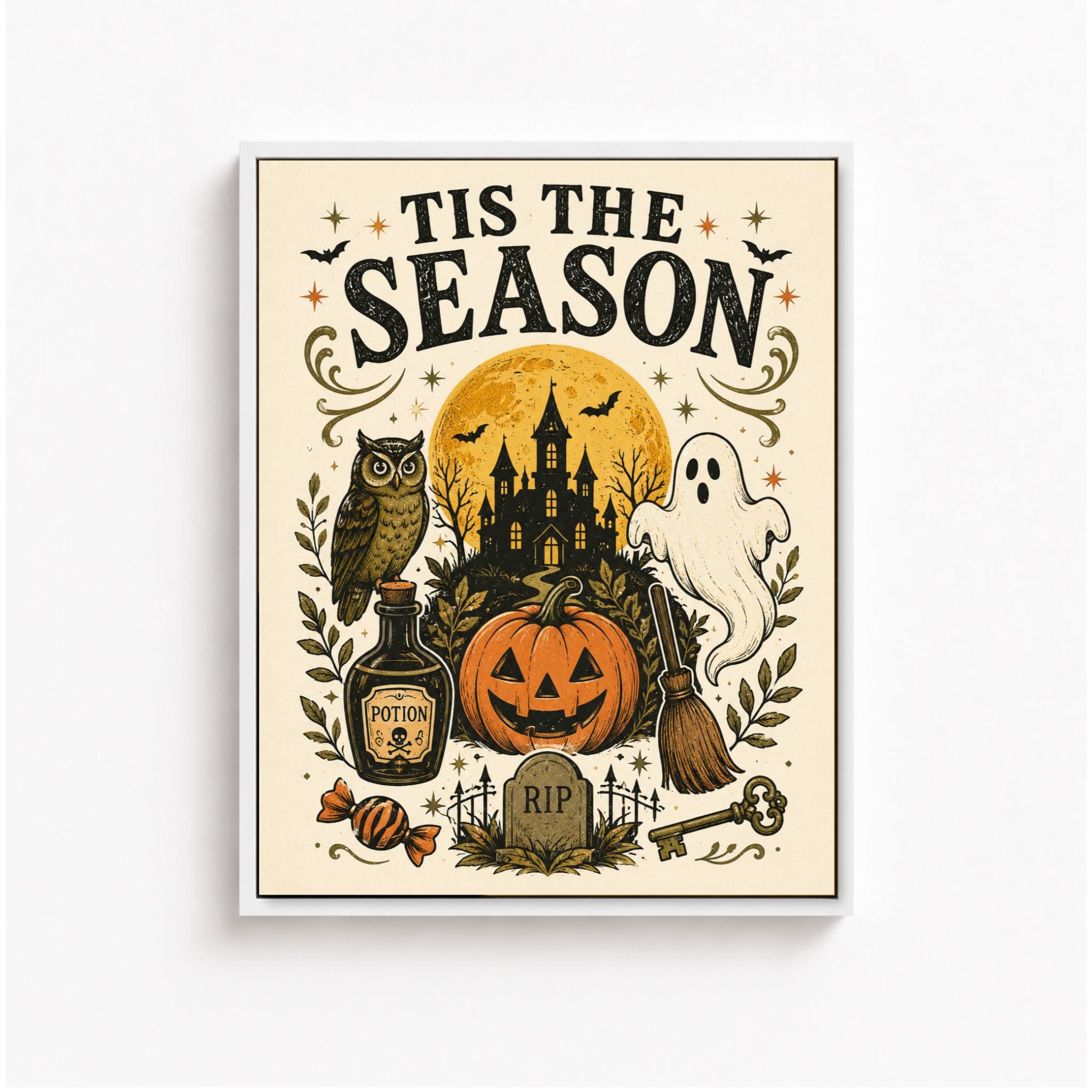 Tis The Season Halloween Canvas Wall Art Aura Canvas