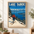 Lake Tahoe Vintage Ski Canvas Wall Art - main canvas artwork