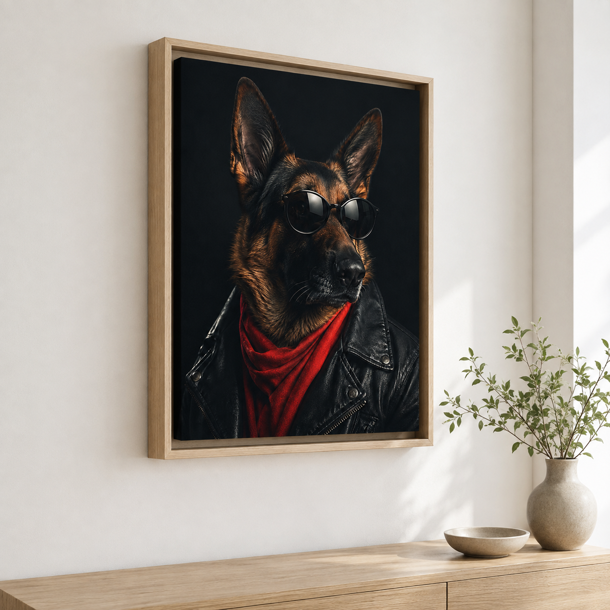 Custom Cool Dog Portrait Canvas Wall Art