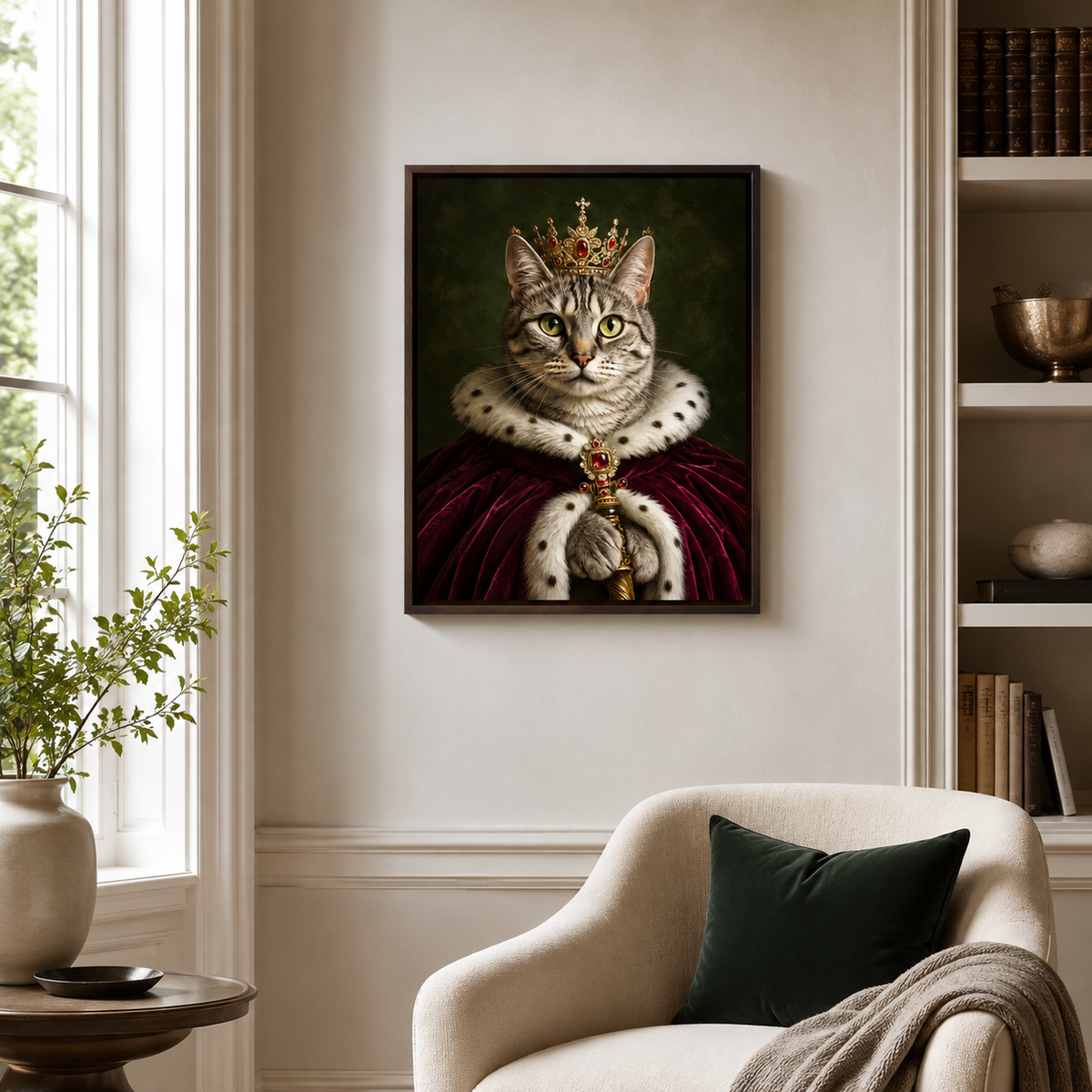 Custom Royal Pet Portrait Canvas - framed canvas display