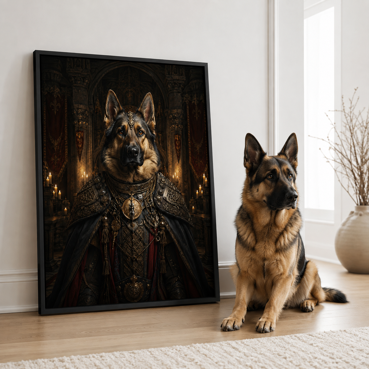 Custom Medieval Royal Pet Portrait Canvas