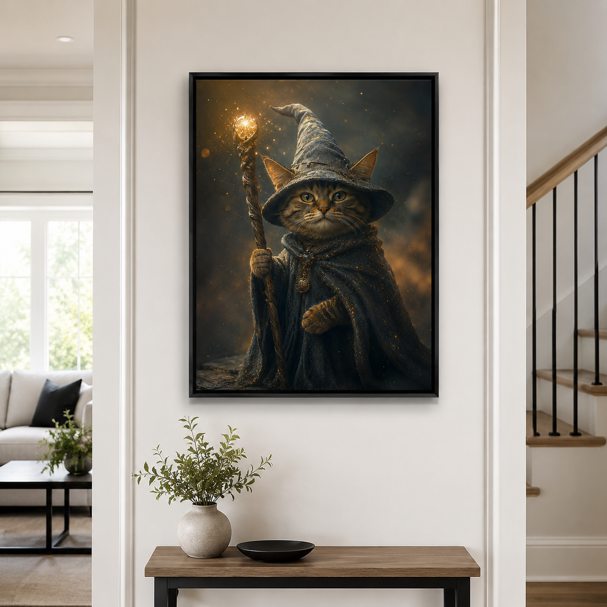 Custom Magical Wizard Pet Portrait Canvas Wall Art