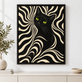 Retro Black Cat with Psychedelic Swirls Canvas Wall Art