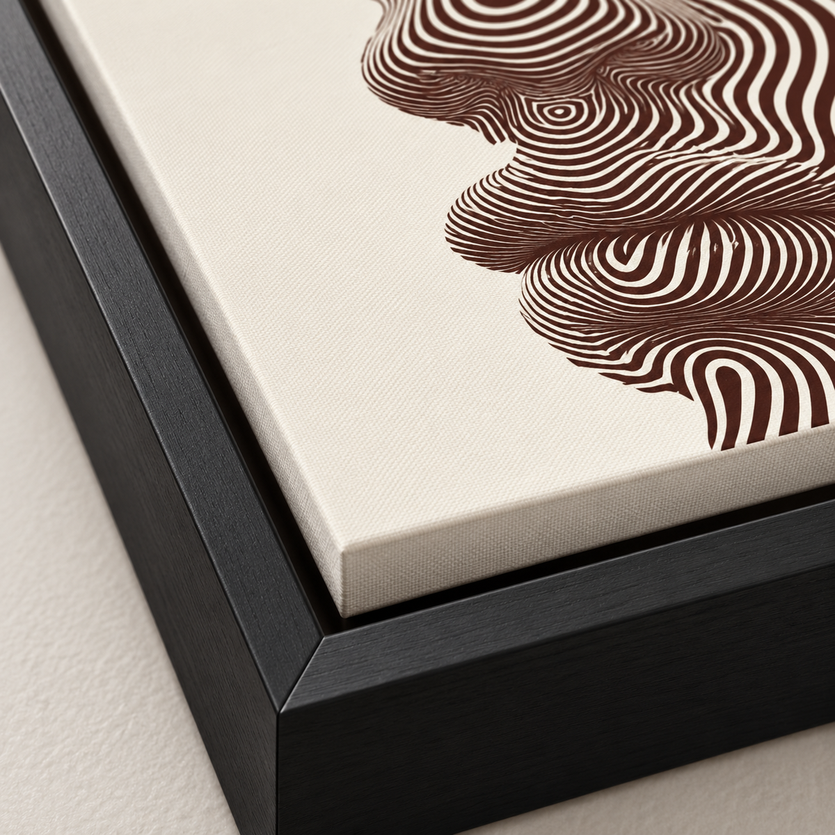 Brown and Cream Abstract Face Line Art Canvas Wall Art - canvas detail view 8
