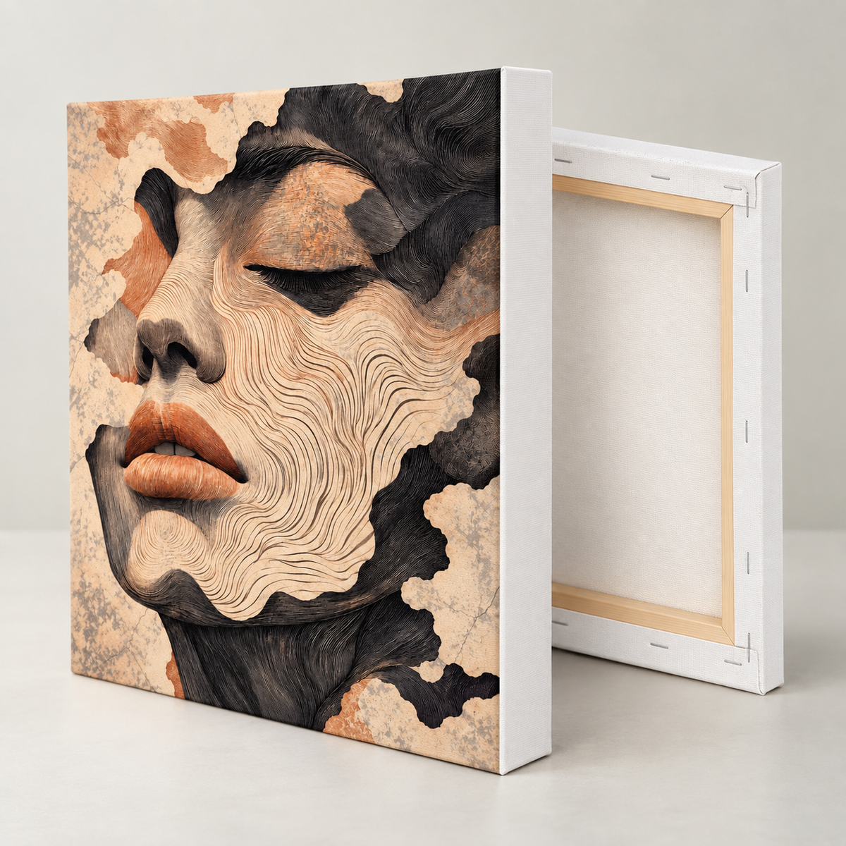 Abstract Woman Face Contour Line Canvas Wall Art - canvas detail view 11