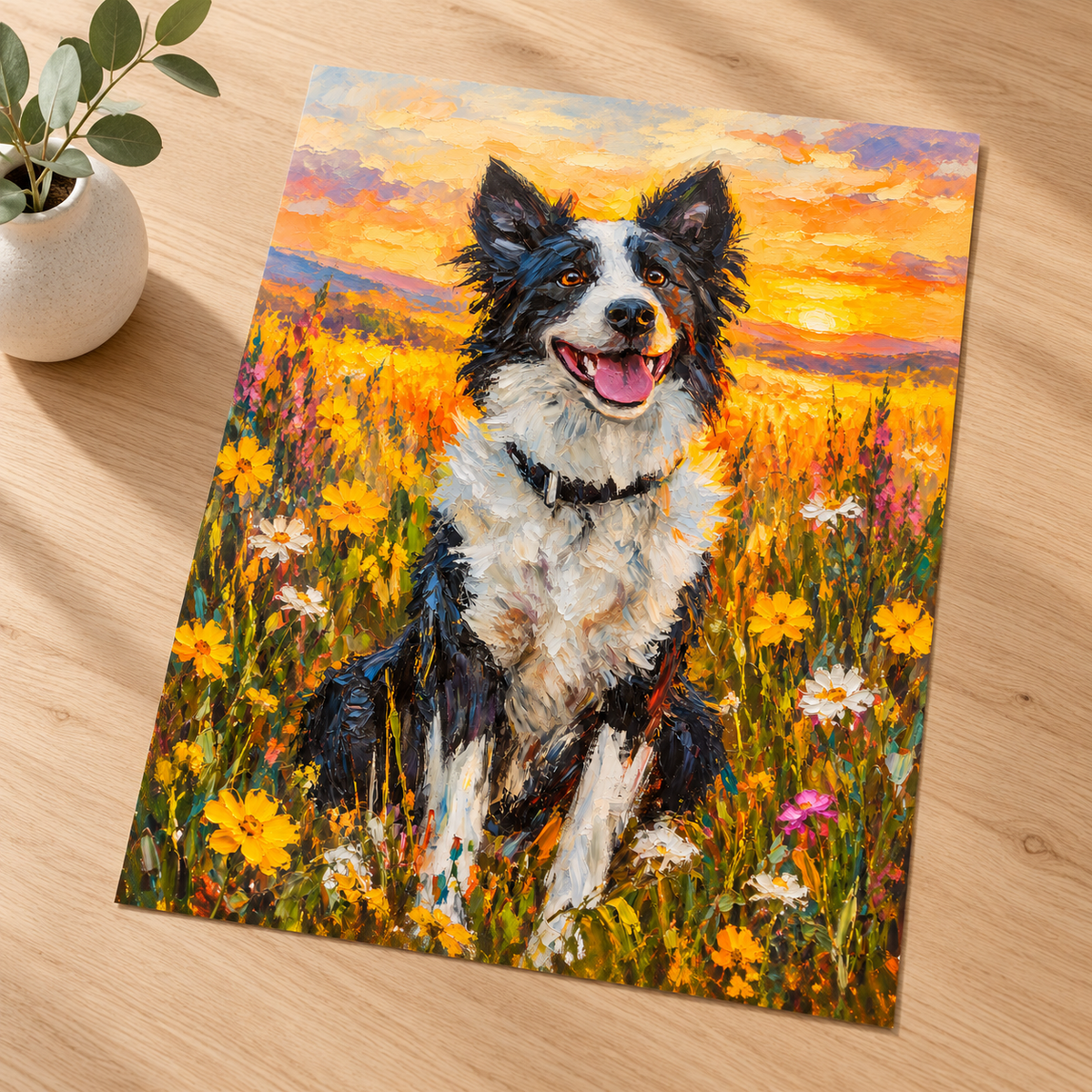 Custom Pet Portrait Wildflower Sunset Canvas Wall Art - personalized canvas detail 10