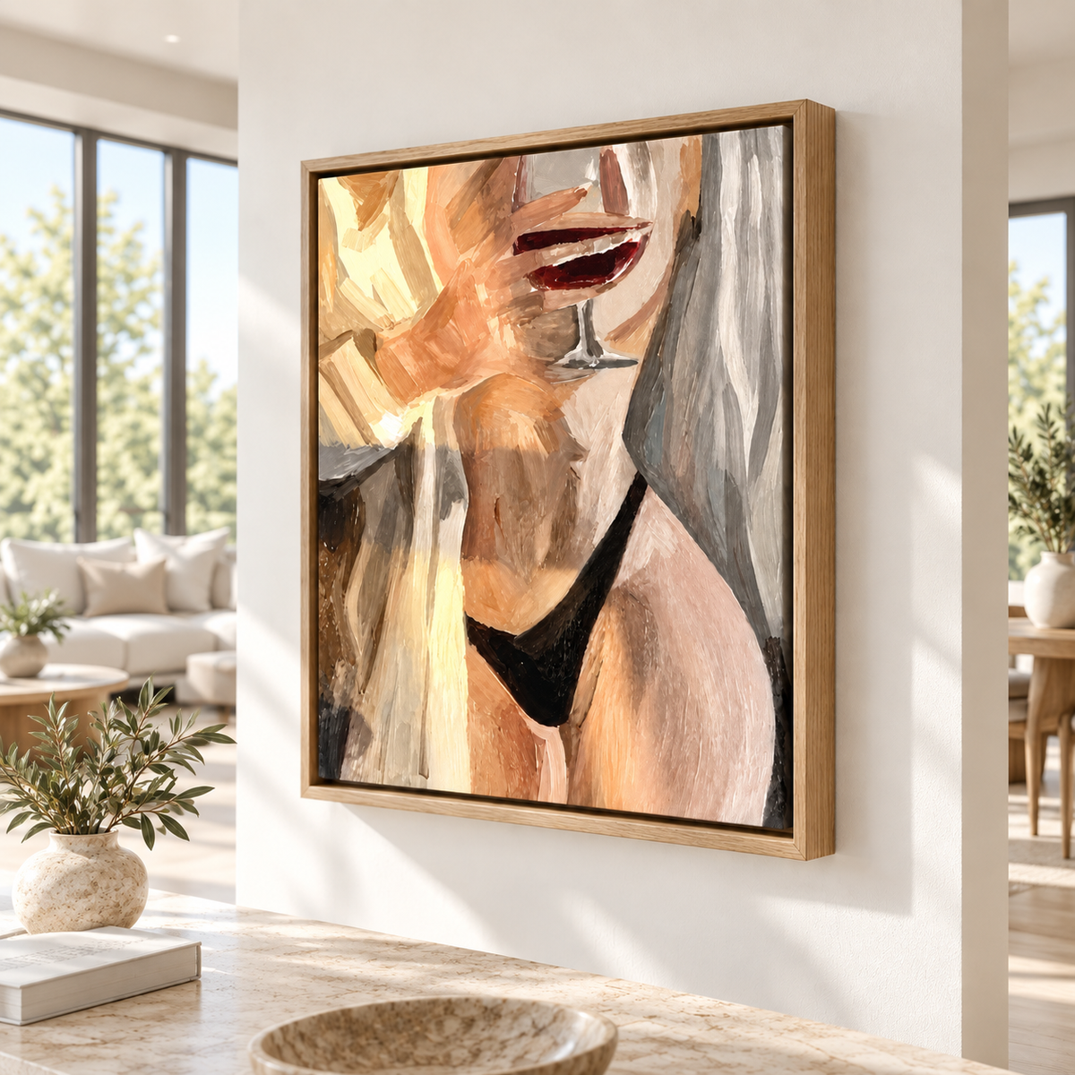 Woman Holding Red Wine Glass Canvas Wall Art