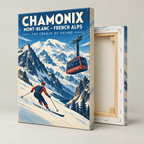 Mont-Tremblant Vintage Ski Canvas Wall Art - canvas close-up detail