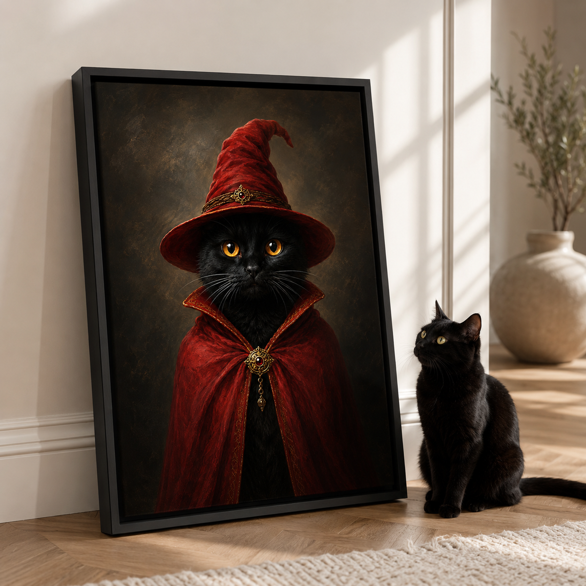 Custom Witch Pet Portrait Canvas Wall Art