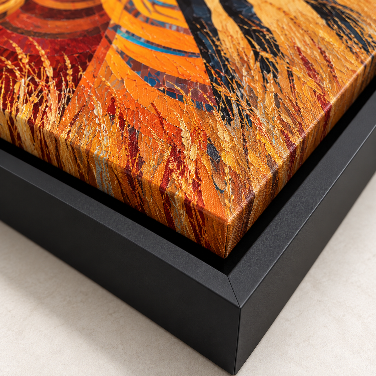 Woman and Black Horse Western Canvas Wall Art - canvas detail view 9