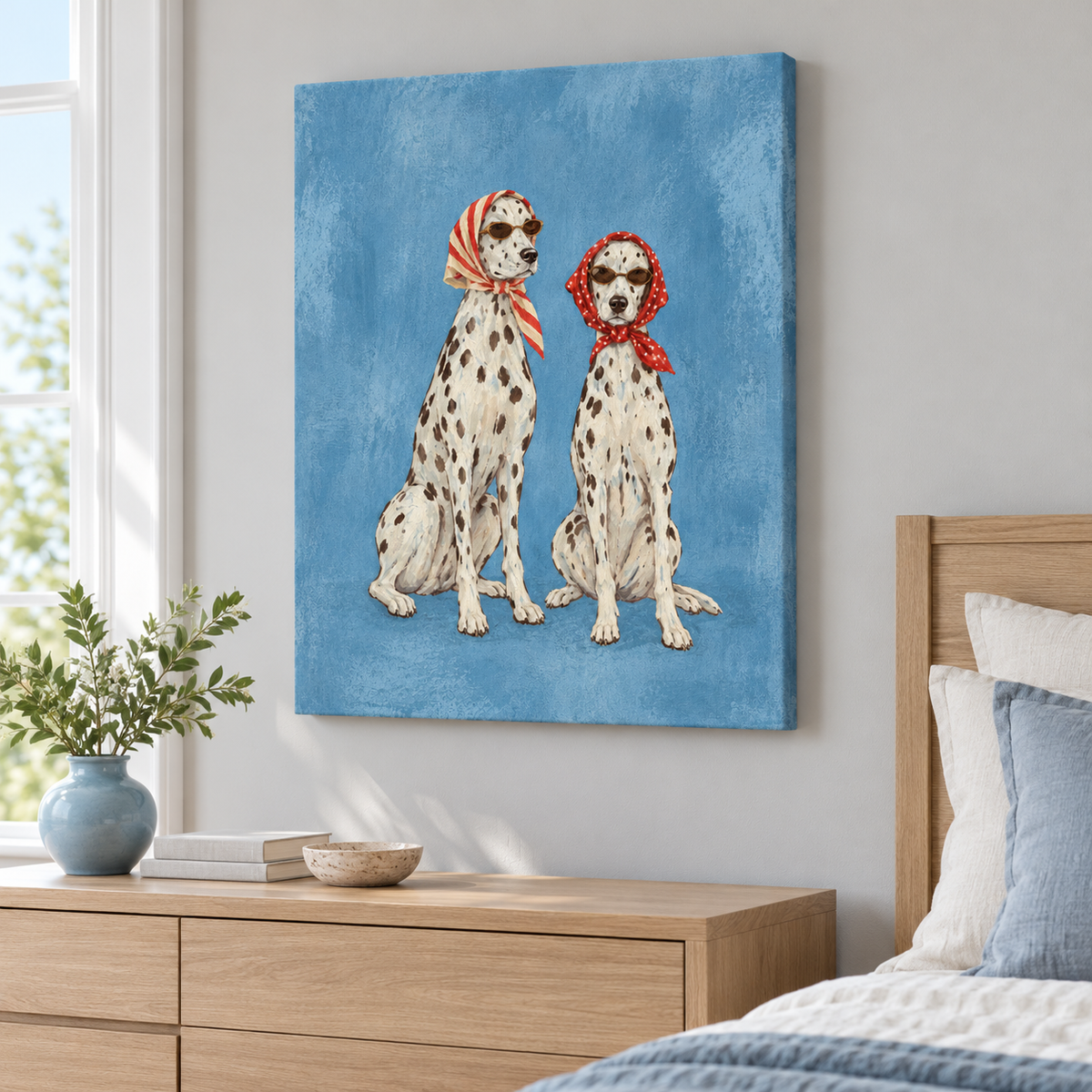 Funny Dalmatian Dogs in Sunglasses Canvas Wall Art
