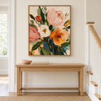 Blush Pink and Apricot Floral Canvas Wall Art