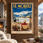 St. Moritz Vintage Ski Canvas Wall Art - main canvas artwork