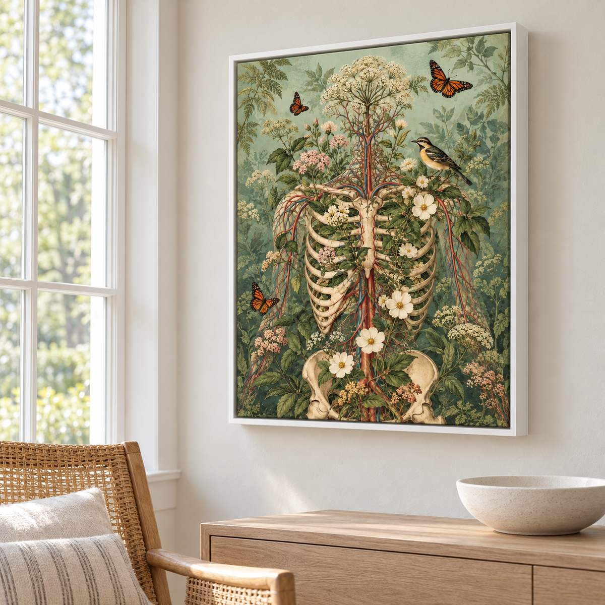 Vintage Botanical Human Anatomy Canvas Wall Art