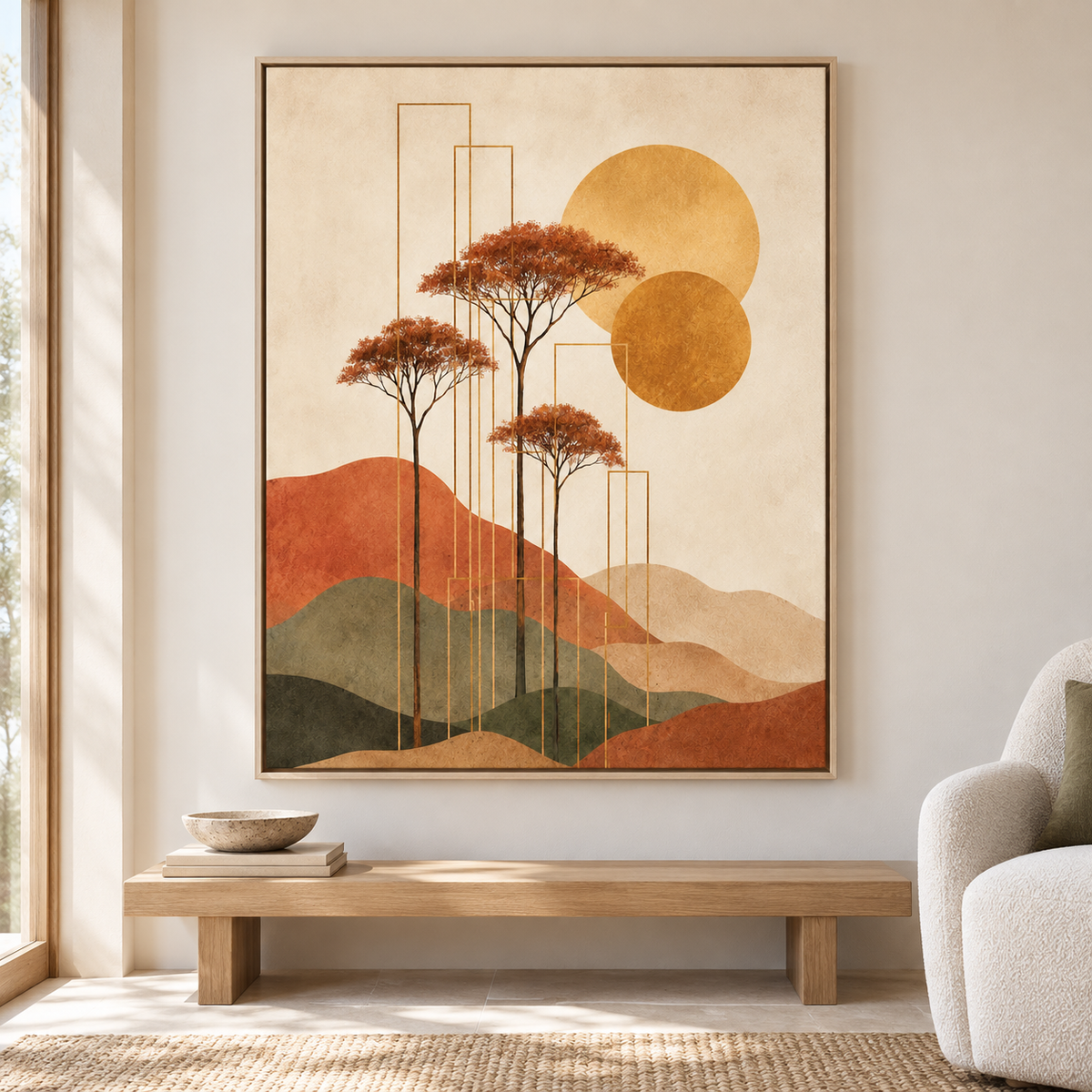 Boho Terracotta Tree Landscape Canvas Wall Art - canvas detail view 10