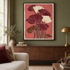 Burgundy and Cream Poppy Flowers Canvas Wall Art