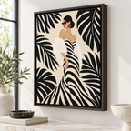 Black and White Fashion Woman Canvas Wall Art