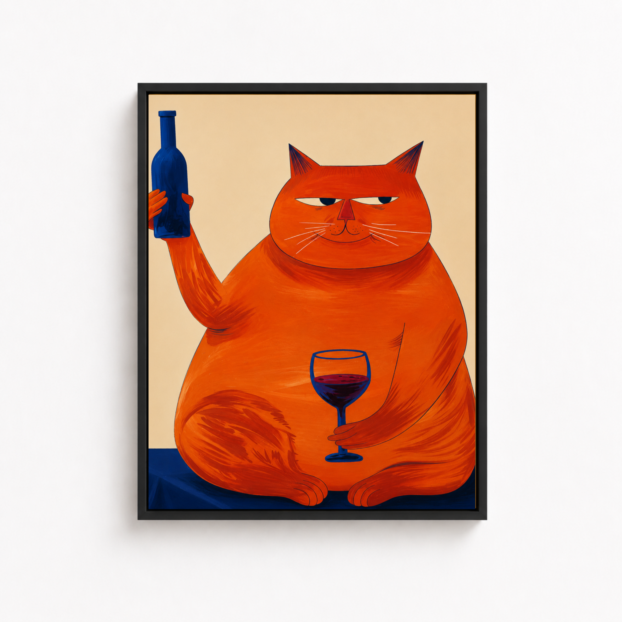 Orange Cat Wine Canvas Wall Art Aura Canvas