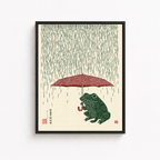 Rainy Day Frog Canvas Wall Art Aura Canvas