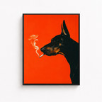 Smoking Doberman Canvas Wall Art Aura Canvas