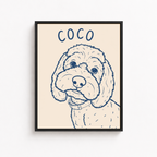 Custom Minimal Line Art Dog Portrait Canvas Aura Canvas