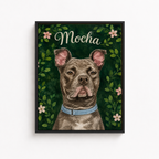 Custom Botanical Pet Portrait Canvas Aura Canvas