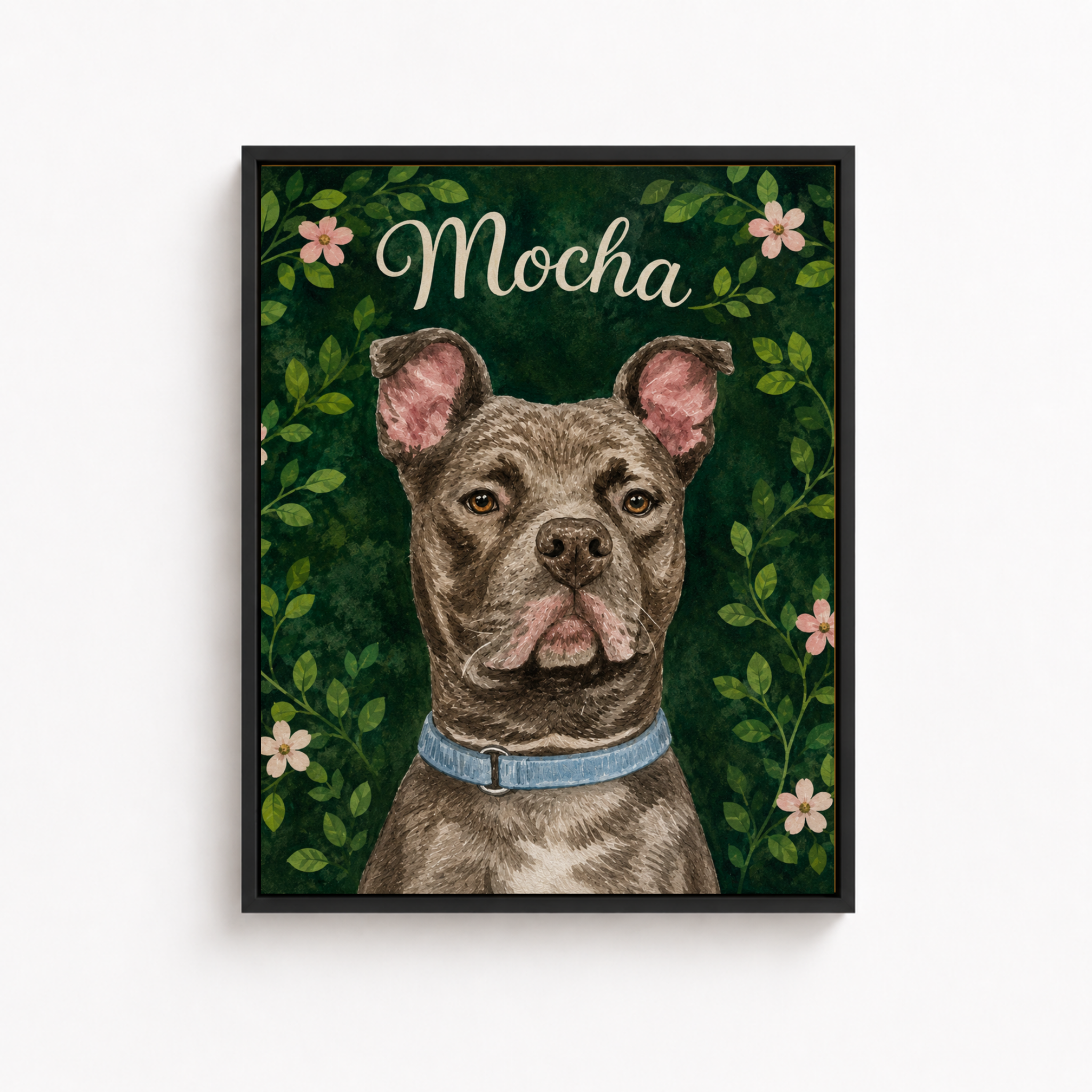 Custom Botanical Pet Portrait Canvas Aura Canvas