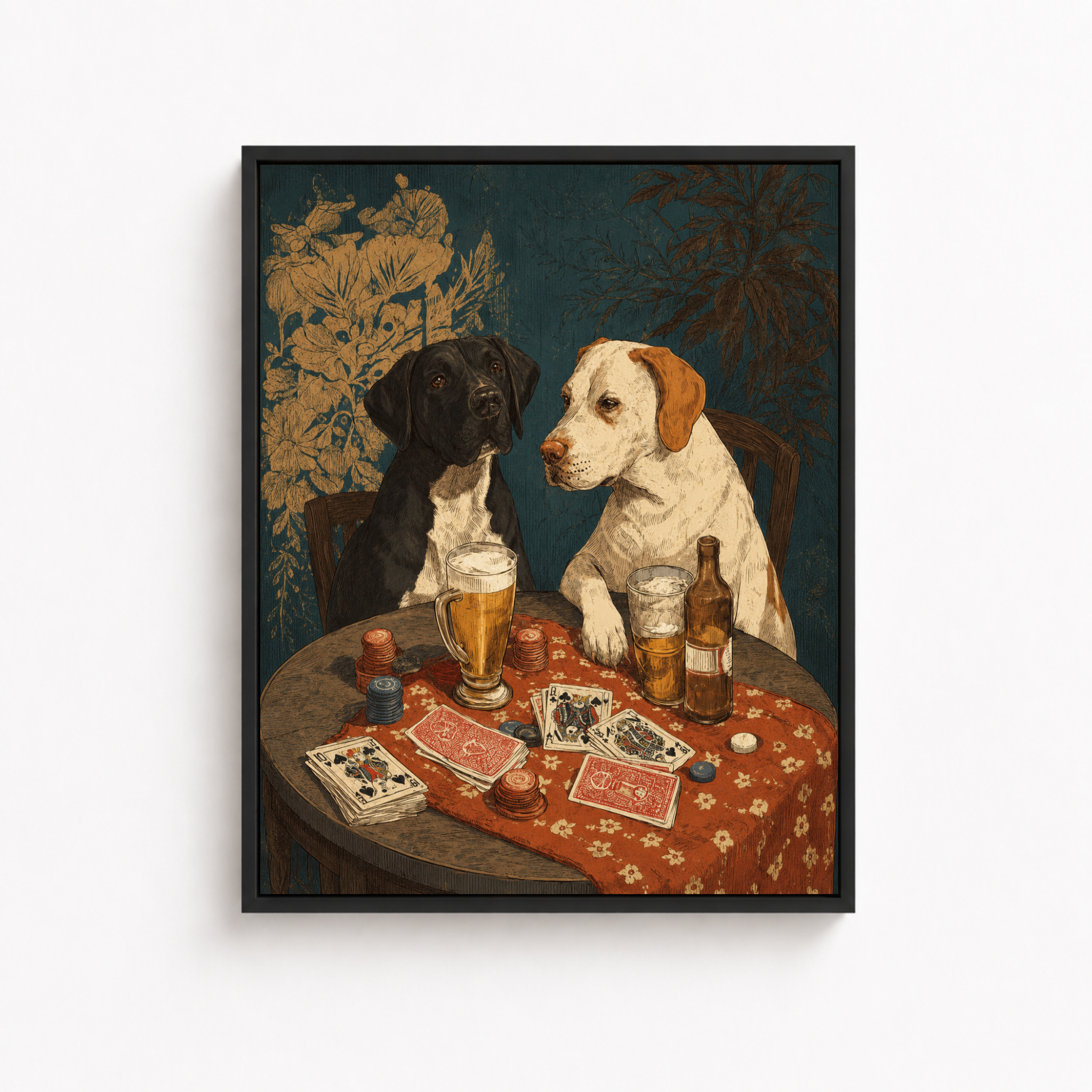 Dogs Playing Poker Canvas Wall Art Aura Canvas