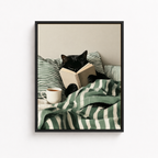 Reading Cat Canvas Wall Art Aura Canvas