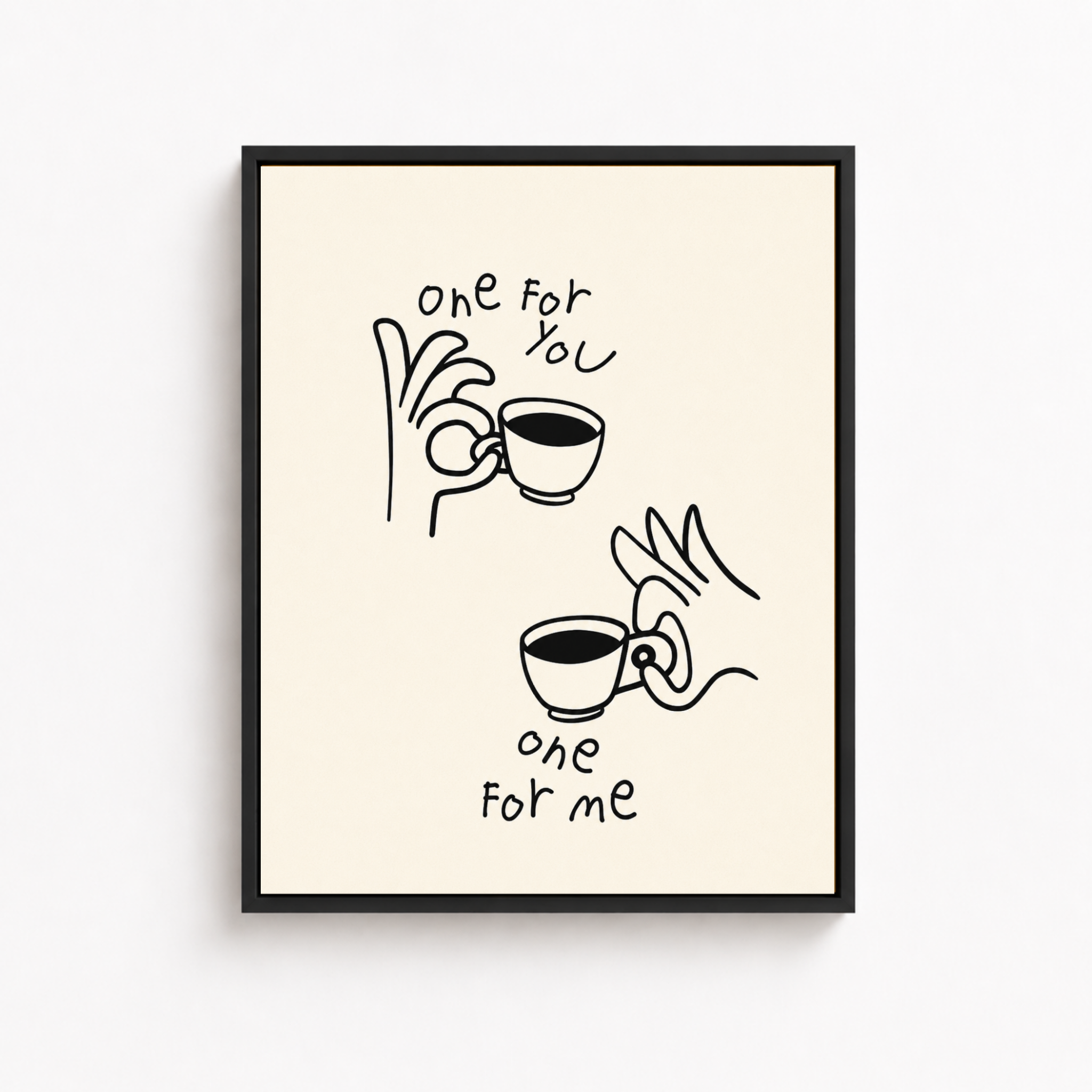 One For You One For Me Coffee Canvas Wall Art Aura Canvas