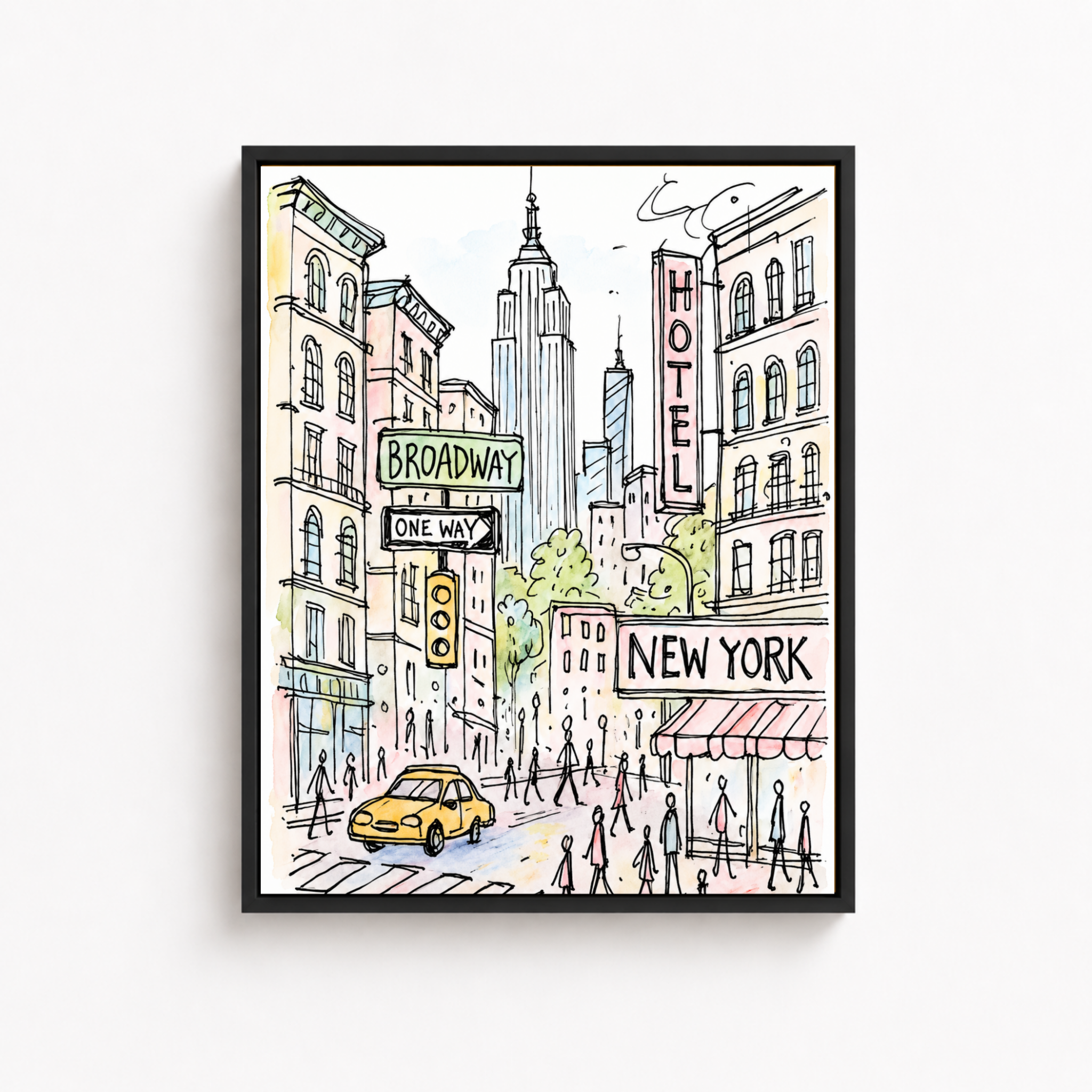 New York City Sketch Canvas Wall Art Aura Canvas