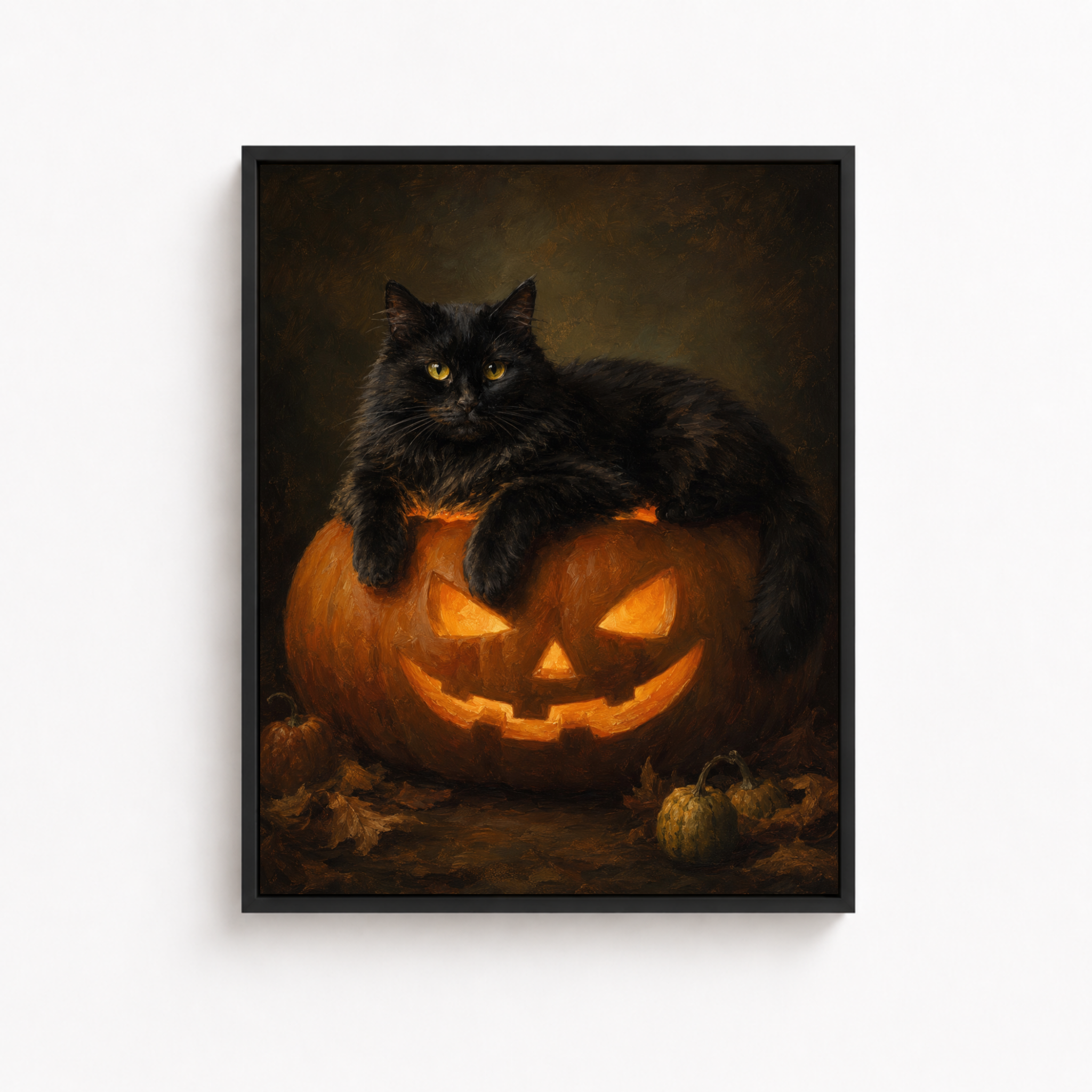 Black Cat Pumpkin Canvas Wall Art Aura Canvas