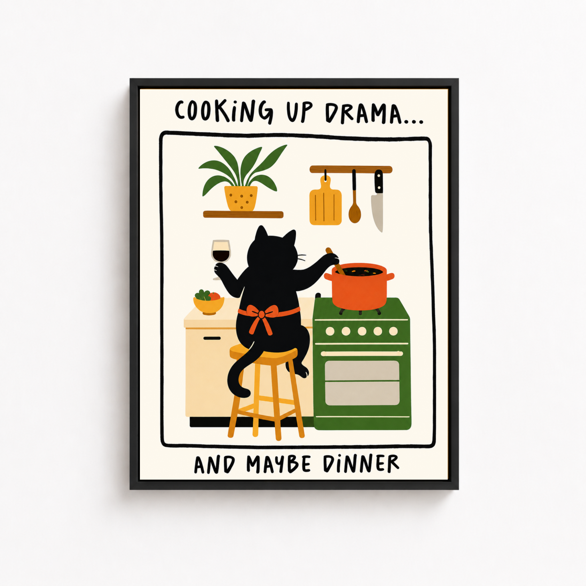 Cooking Up Drama Cat Canvas Wall Art Aura Canvas