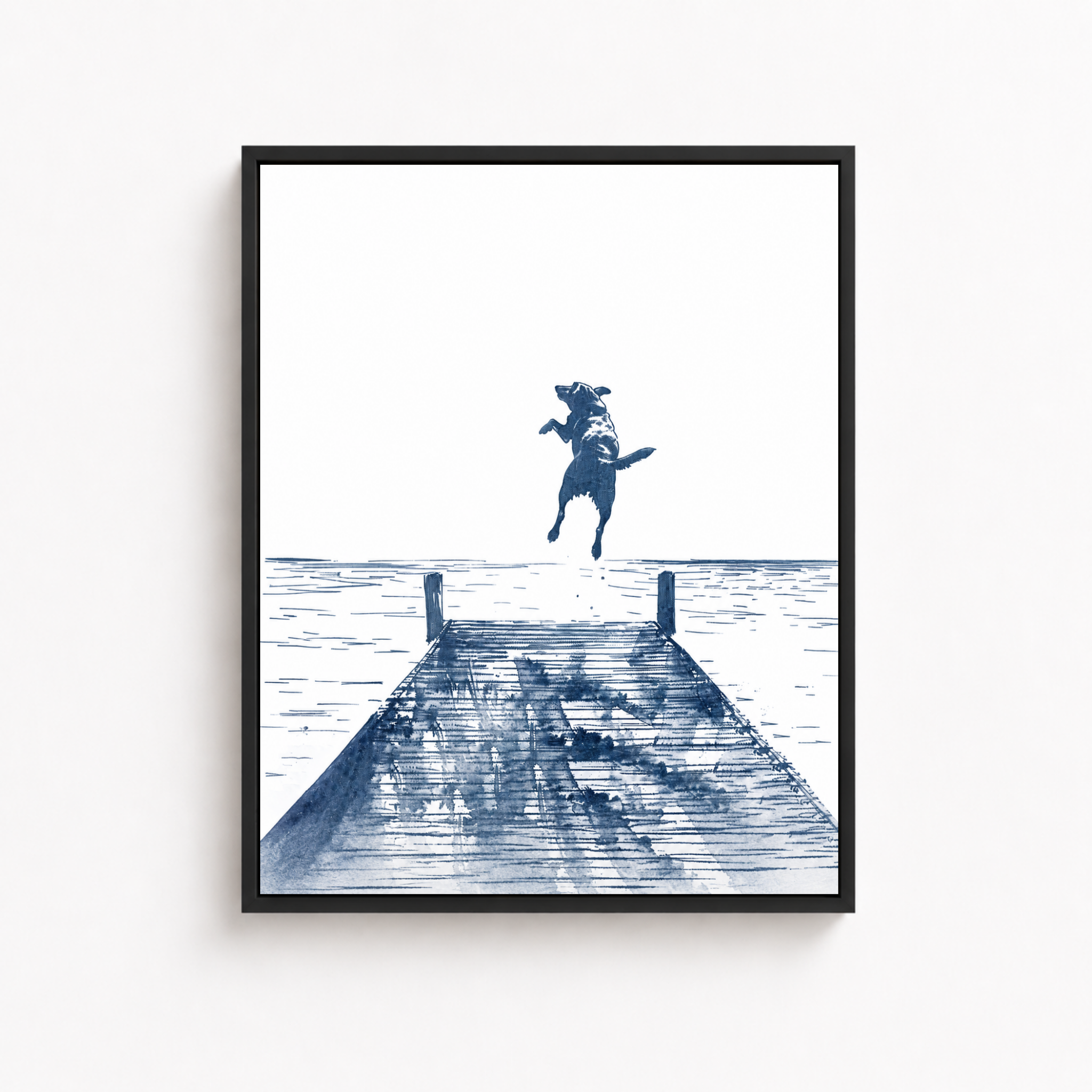 Blue Dog Lake Dock Canvas Wall Art Aura Canvas