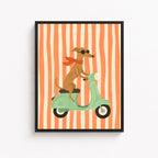 Dog Scooter Canvas Wall Art
