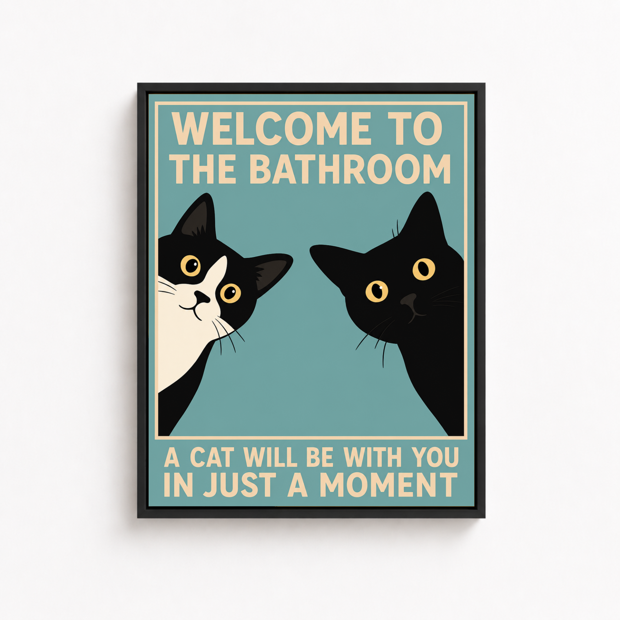 Funny Bathroom Cat Canvas Wall Art Aura Canvas