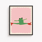 Stretching Frog Canvas Wall Art Aura Canvas