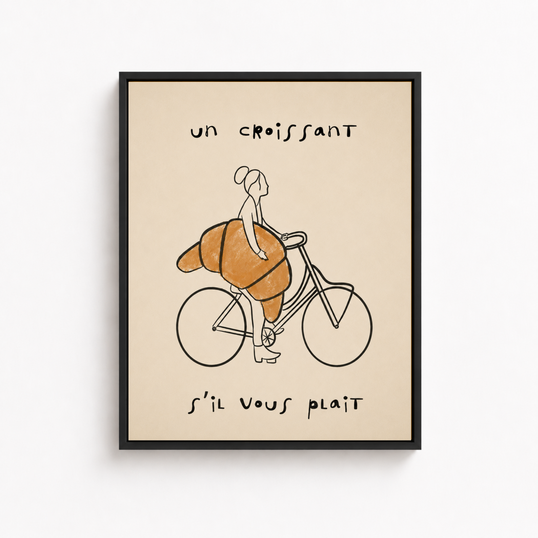Croissant Bicycle Canvas Wall Art Aura Canvas
