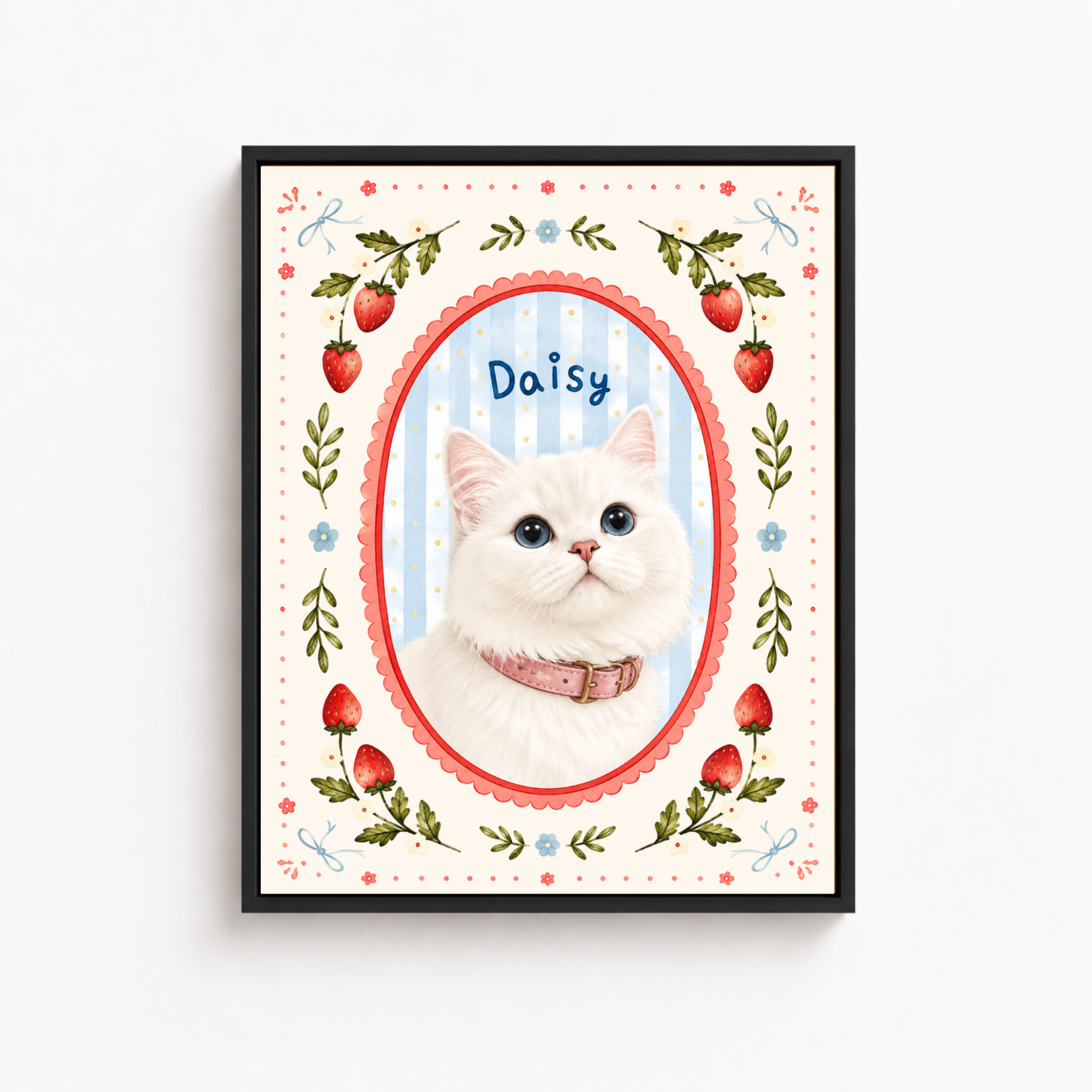 Custom Floral Cat Portrait Canvas Aura Canvas