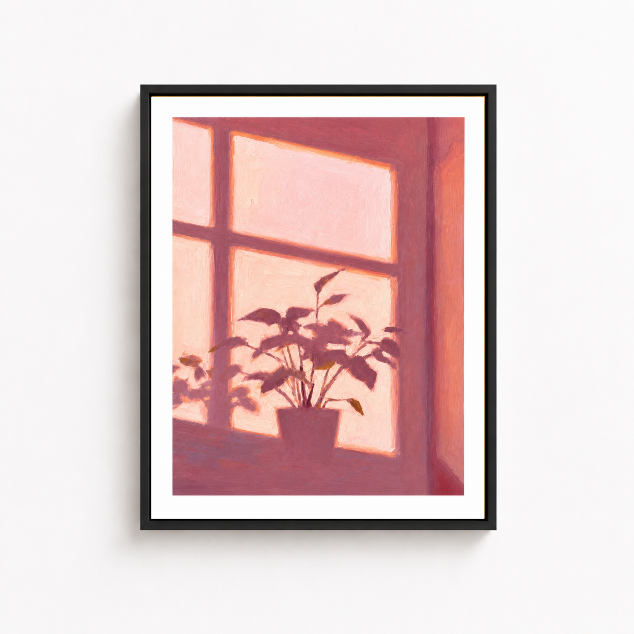 Pink Window Plant Canvas Wall Art Aura Canvas