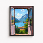 Italian Lake Window Canvas Wall Art Aura Canvas