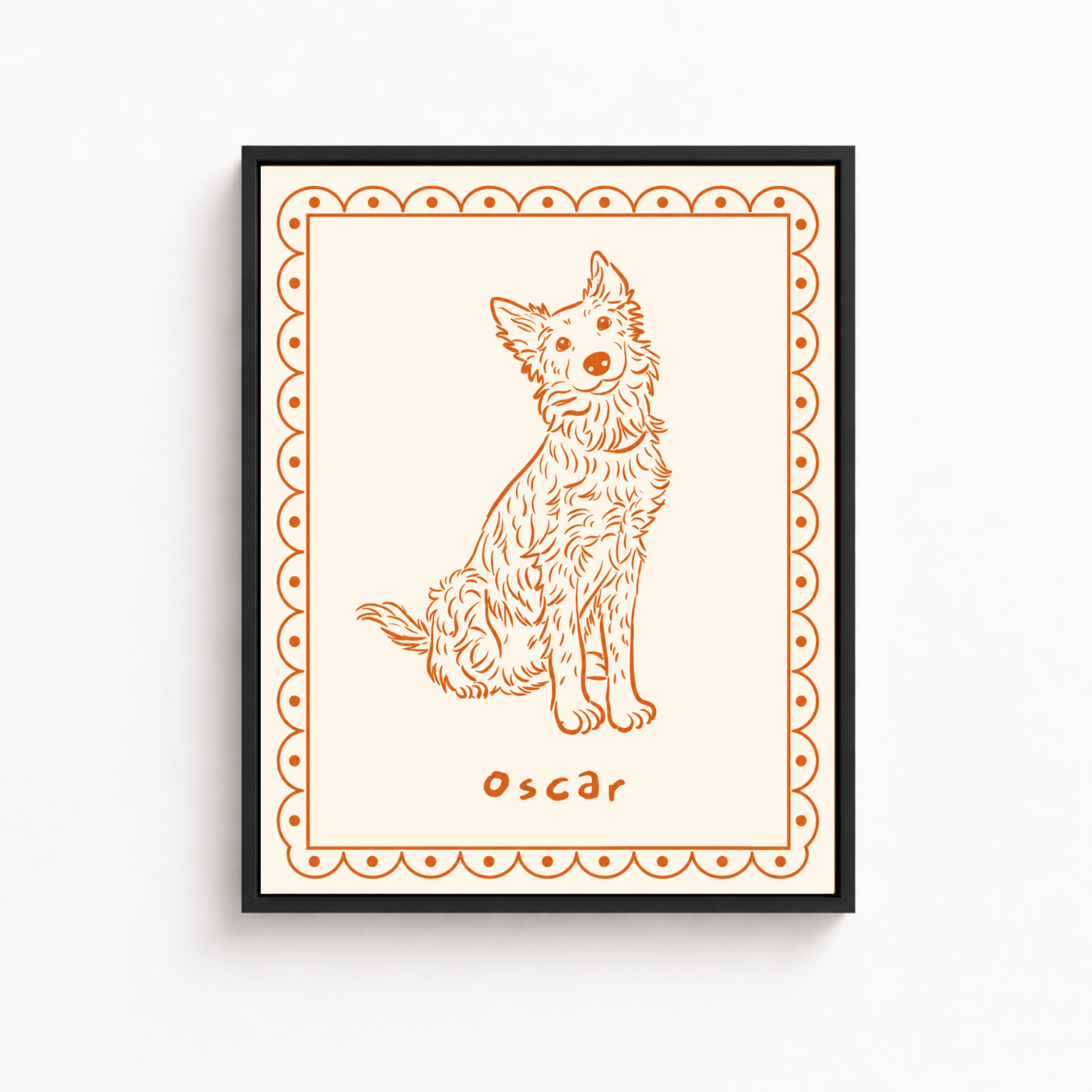 Custom Line Art Pet Portrait Canvas Aura Canvas