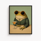 Funny Frog Martini Canvas Wall Art Aura Canvas