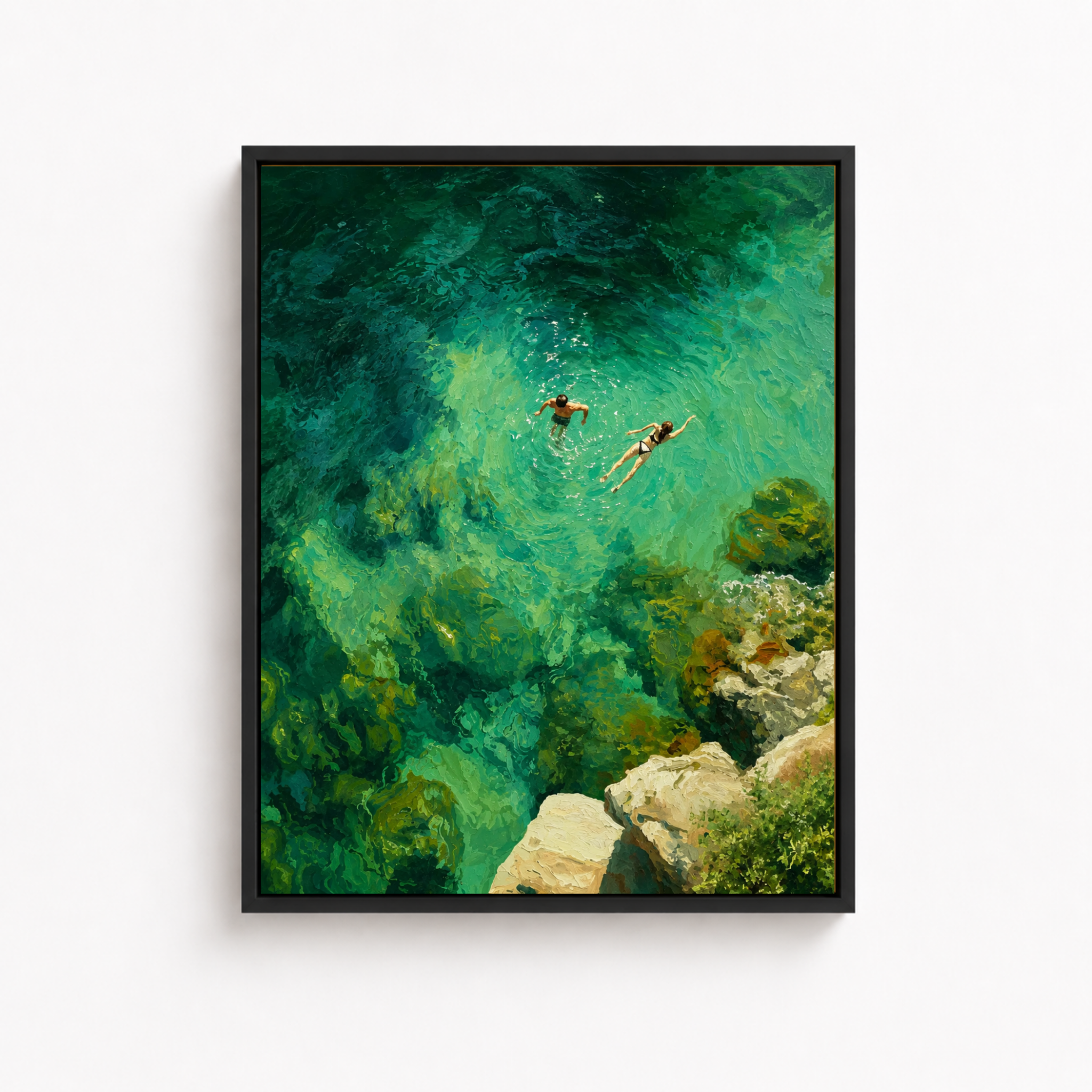 Turquoise Ocean Swimmers Canvas Wall Art Aura Canvas