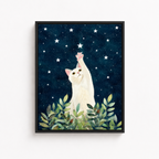 White Cat Starry Night Canvas Wall Art Aura Canvas